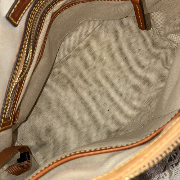 Dooney & Bourke Tan Monogram Domed Logo Satchel - Picture 5 of 7